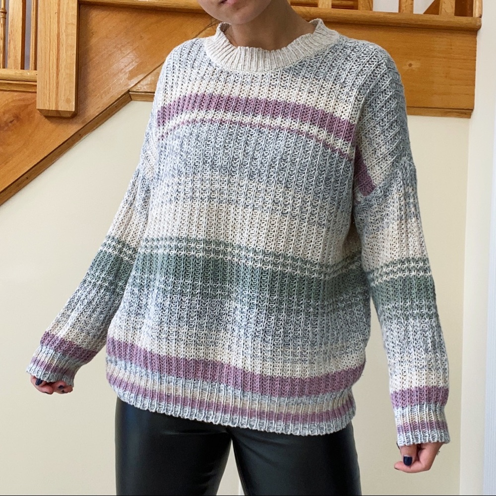 Striped Knit Oversized Sweater